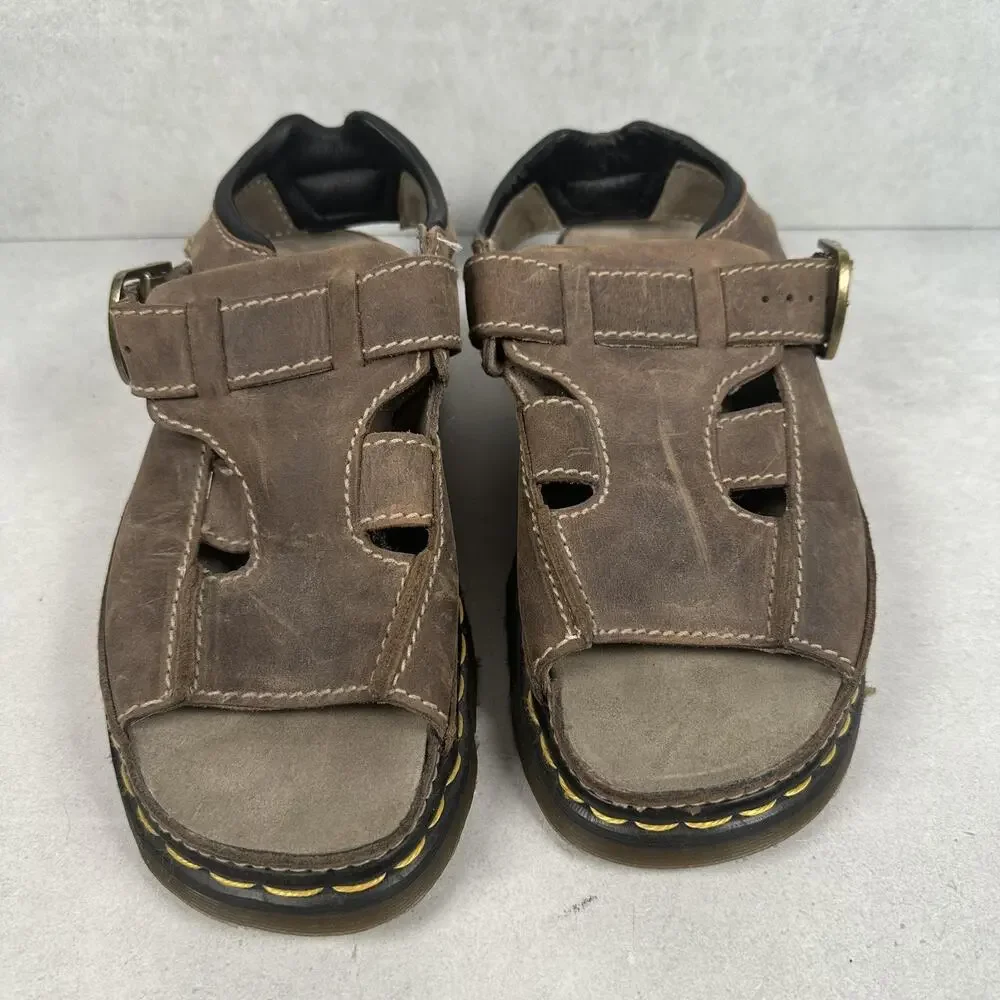 Dr. Martens Sandals Shoes Mens Size 9 Brown Leather Fisherman Buckle England 90s